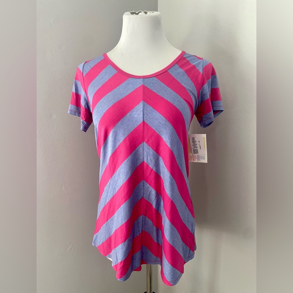 LuLaRoe Classic T Shirt NWT Pink Blue Stripes